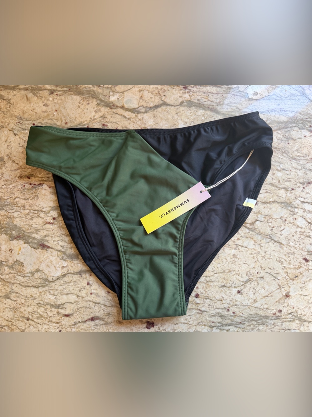 summersalt Olive and Black High-Rise Bikini Bottom